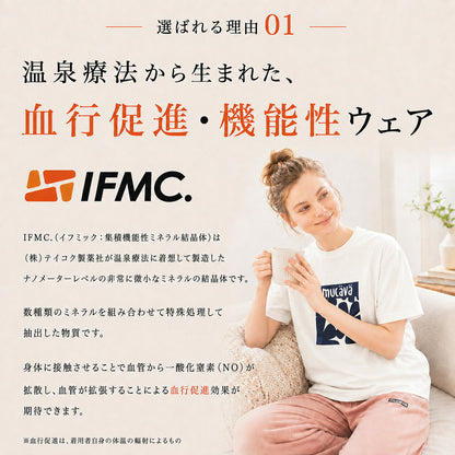 mucava IFMC. 血行促進 UVカット 接触冷感 フラワープリント オフボディシルエット スムースTシャツ