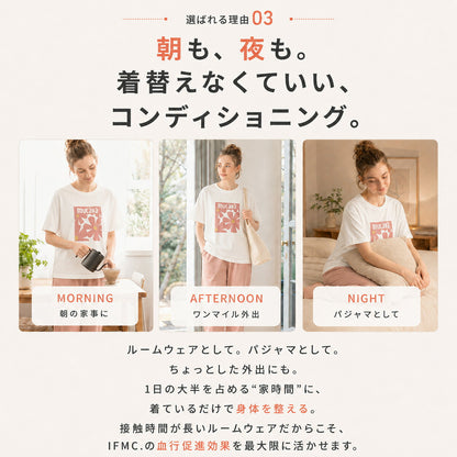 mucava IFMC. 血行促進 UVカット 接触冷感 フラワープリント オフボディシルエット スムースTシャツ