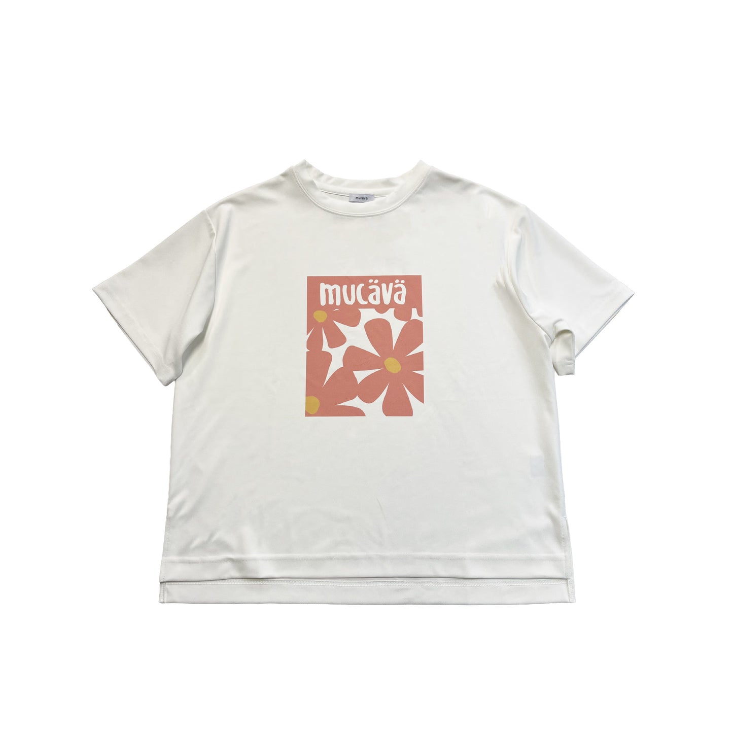 mucava イフミック 血行促進 UVカット 接触冷感 フラワープリント オフボディシルエット スムースTシャツ ピンク