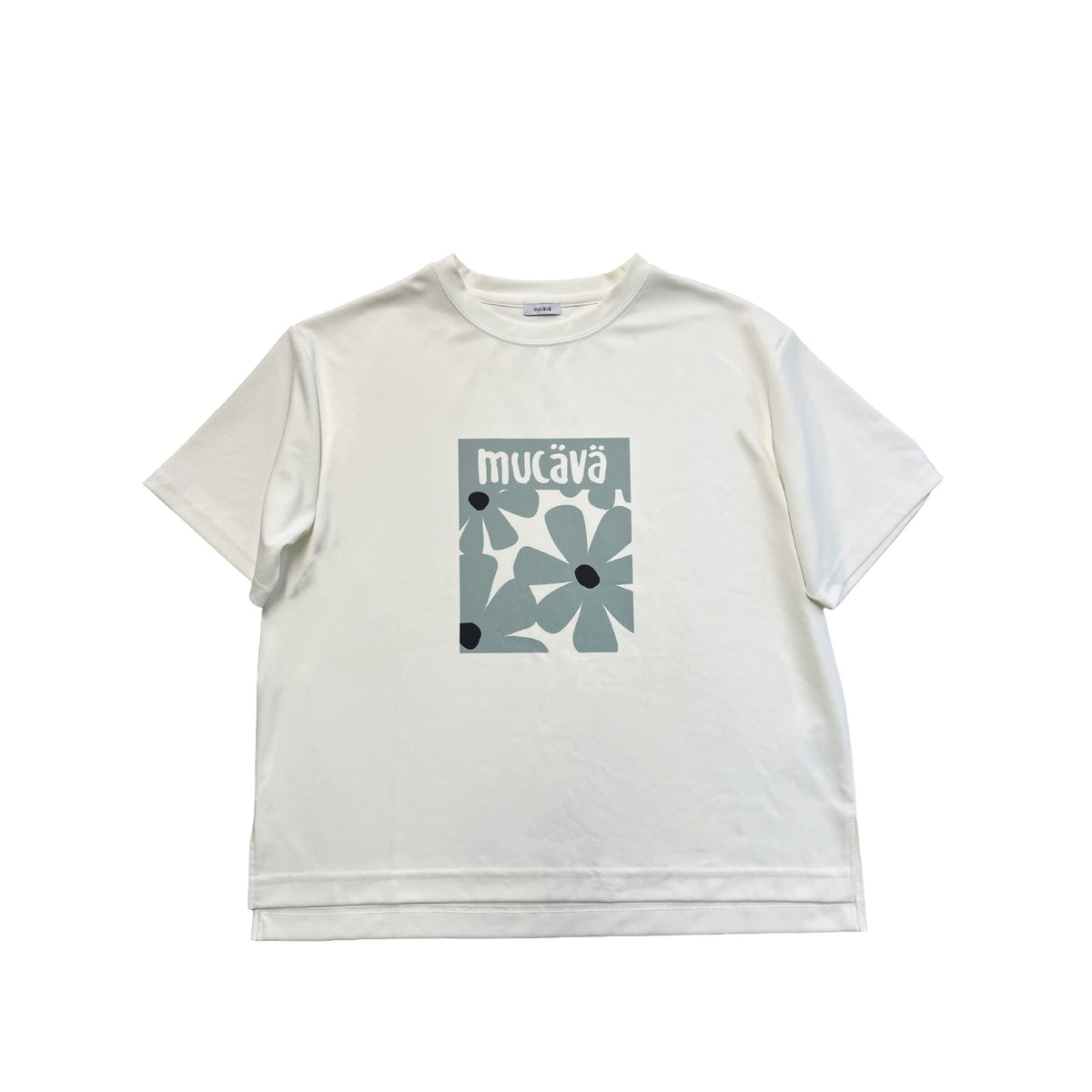 mucava イフミック 血行促進 UVカット 接触冷感 フラワープリント オフボディシルエット スムースTシャツ グレー