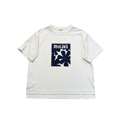 mucava イフミック 血行促進 UVカット 接触冷感 フラワープリント オフボディシルエット スムースTシャツ ネイビー