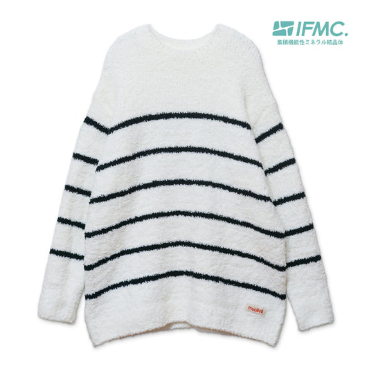 【LADIES】血行促進ボーダークルーネックセーター